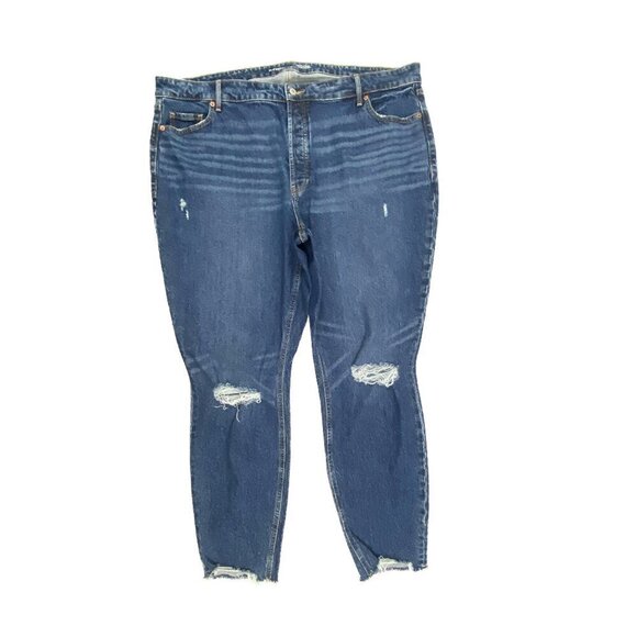 Old Navy Pop Icon Skinny Extra High Rise Raw Hem Women's size 22 Blue Denim Jean - Picture 1 of 4